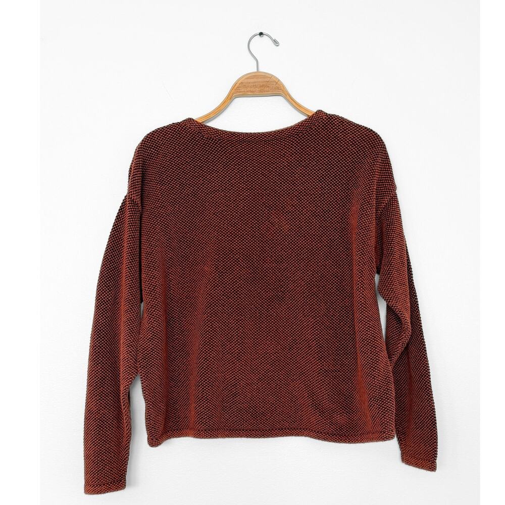 Chris Triola Rust Orange 100% Cotton Textured Hand Made Boatneck Pullover Top - Picture 7 of 9